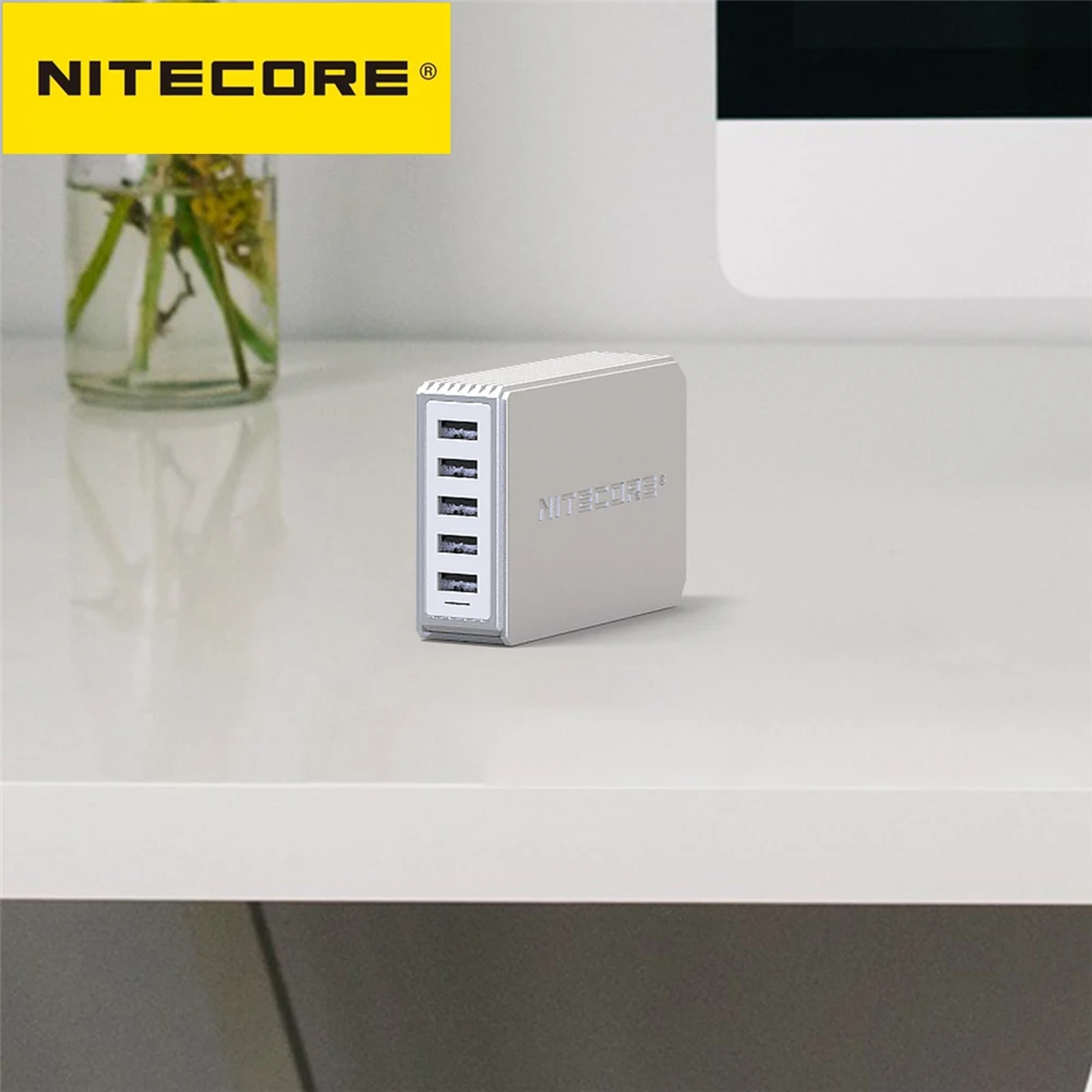 Оригинальное высокоскоростное зарядное устройство NITECORE UA55 с 5 USB-портами, 10 А, 55 Вт