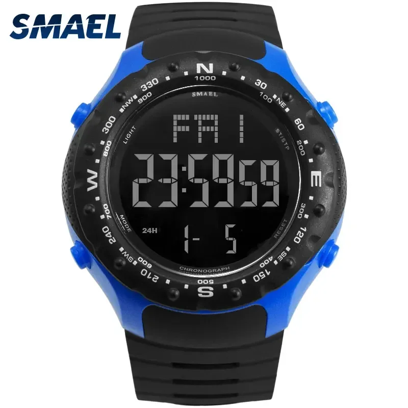 Sport Watch for Men 5Bar Waterproof SMAEL Watch Shock Resist Cool Big Men Watches Sport Military 1342 LED Digital Wrsitwatches