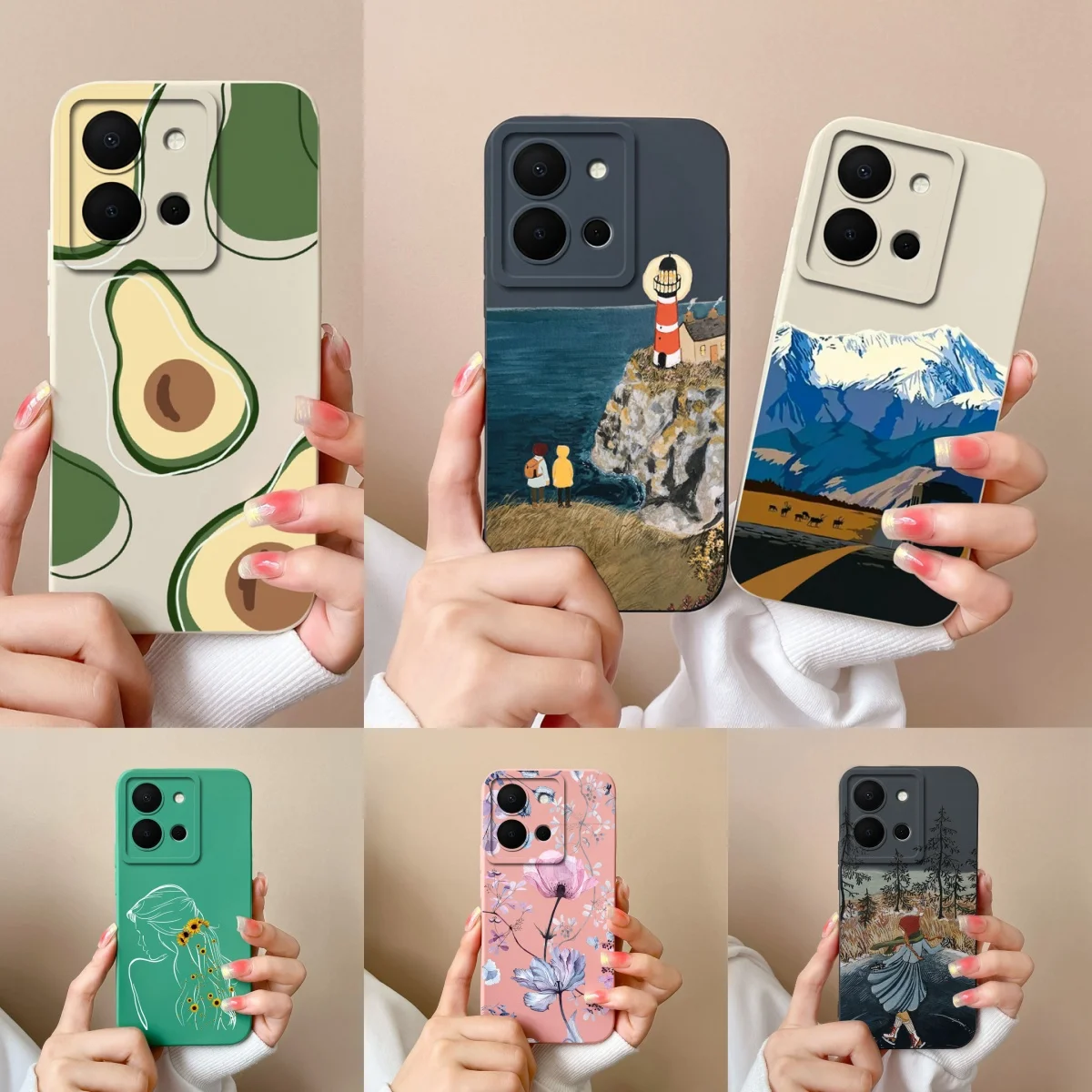 For Vivo Y36 4G Case Mountain Flower Avocado Liquid Antifouling Protective Anti-drop Simplicity Phone Cover For VIVO Y36 Funda