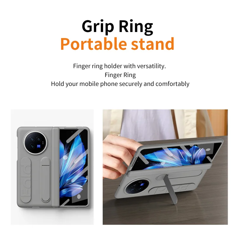 Etui na telefon VIVO X Fold 3 Pro XFold 6 5 2 z zawiasem, paskiem na nadgarstek, podstawką, szkłem ochronnym na ekran i odporną na wstrząsy osłoną. — zdjęcie produktu 5