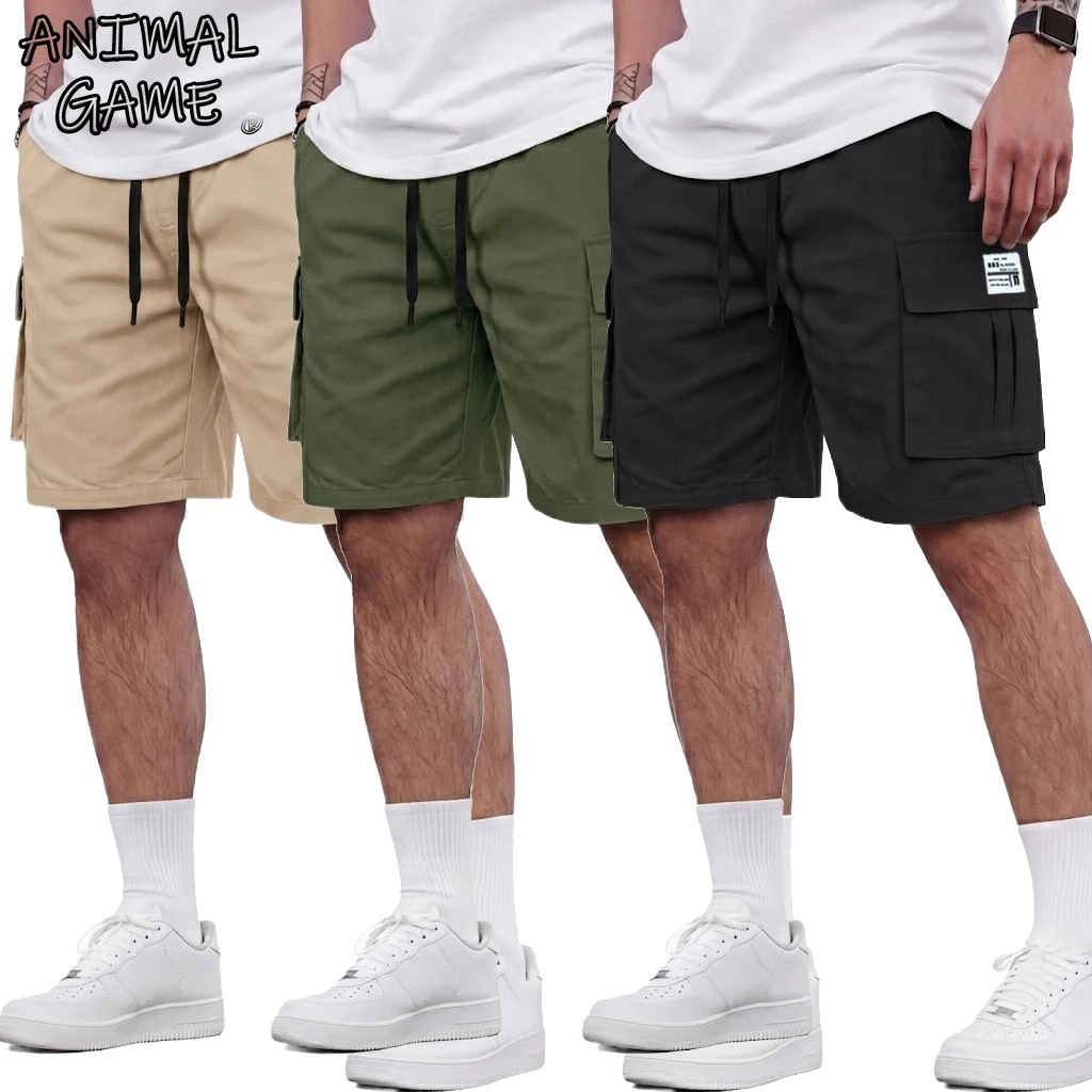 

Summer Cargo Pants Casual Bermuda Shorts Plus Size Running Knee Pants Jogging Gym Man Tactical Multi-Pocket Short Work Pants
