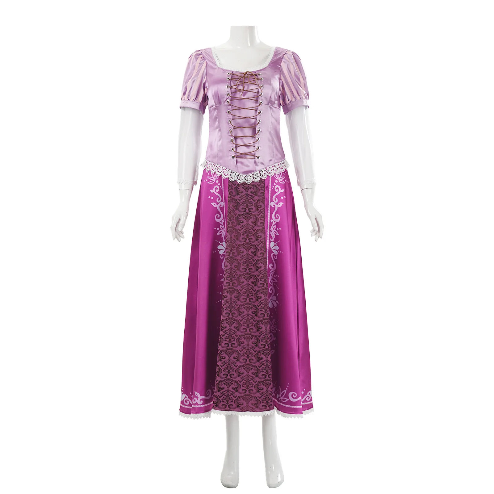 Tangled Rapunzel Women’s Long Hair Princess Cosplay Costume Women Party Fancy Satin Purple Princess Dress Halloween Carnival view 2