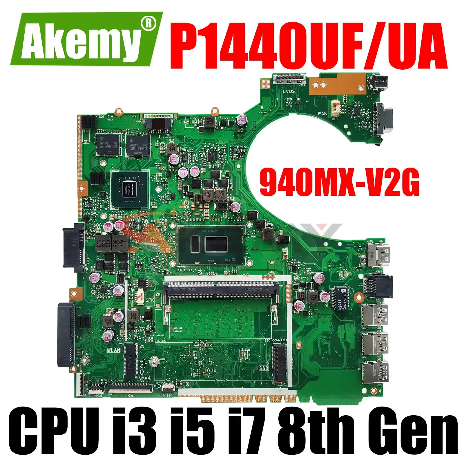 

Материнская плата P1440UF для ноутбука ASUS PRO P1440 P1440UA P1440U P1440UB, стандартная материнская плата I7-8550U CPU 4G RAM GPU 940MX-V2G