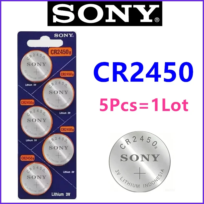 5Pcs Original SONY CR2450 For Remote Control Watch Toys LED Light Button Coin Cell DL2050 BR2450 LM2450 KCR5029 5029LC