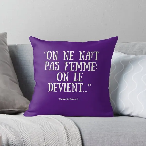 On Ne Nait Pas Femme On Le Devient Sim  Printing Throw Pillow Cover Bedroom Throw Square Fashion Pillows not include One Side