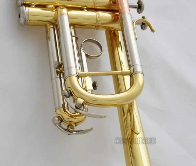 High quality Gold Lacquered C Key Trumpet Horn cupronickel tuning pipe With Case Mouthpiece