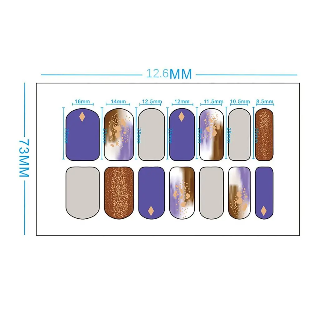 14แถบสติกเกอร์เล็บเจลกันน้ำครอบคลุมเต็มรูปแบบ Floristic เล็บ Patch กึ่งหายเล็บศิลปะสติกเกอร์ทำเล็บ DIY