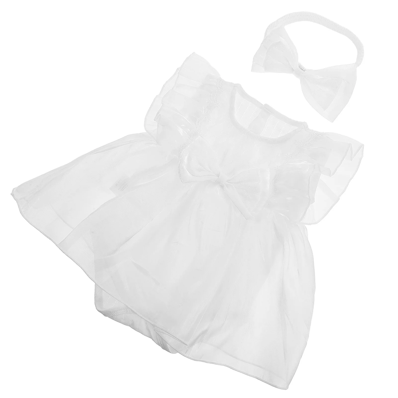 1 conjunto de verão bebê menina macacão vestido de princesa para 3-6 meses recém-nascido roupa de uma peça da criança bandana celebração do chuveiro do bebê