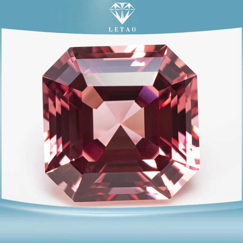 Lab Grown Padparadscha Asscher Cut Red Lotus Color Square VVS1 Charms DIY Jewelry Making Materials Selectable AGL Certificate
