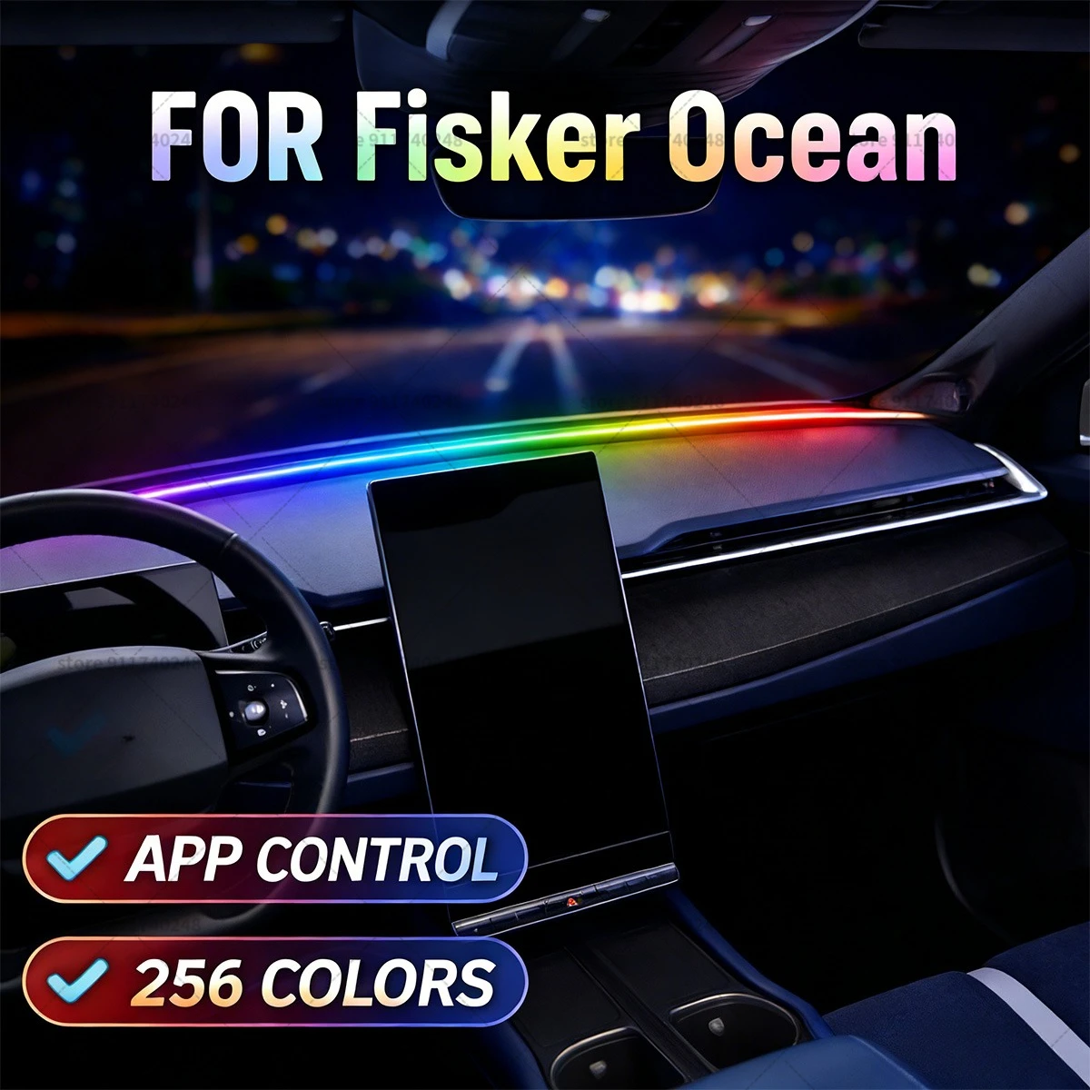 

For Fisker Ocean Automotive decoration light strip,colorful acrylic front windshield soundproofing strip, ambience light
