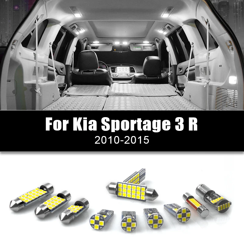 12v Car LED Bulbs For Kia Sportage 3 R 2010 2011 2012 2013 2014 2015 Auto Interior Reading Lamp Vanity Mirror Lights Accessories