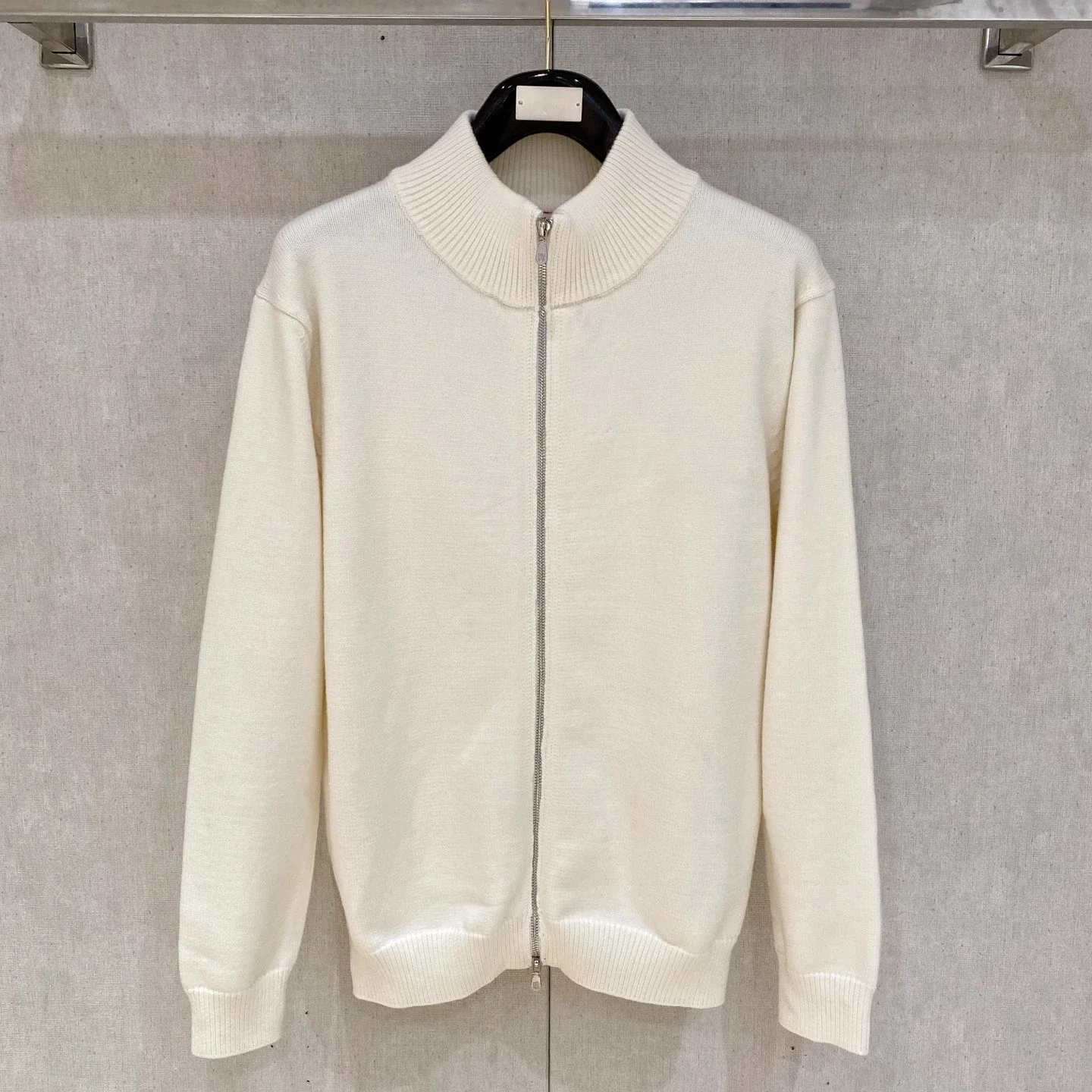 BC Italian embroidered stand-neck zip-up cardigan
