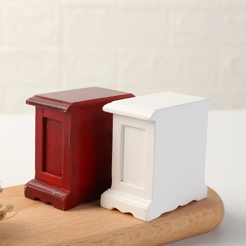 1:12 dollhouse Mini Furniture Model scene Wooden bedside table drawer cabinet