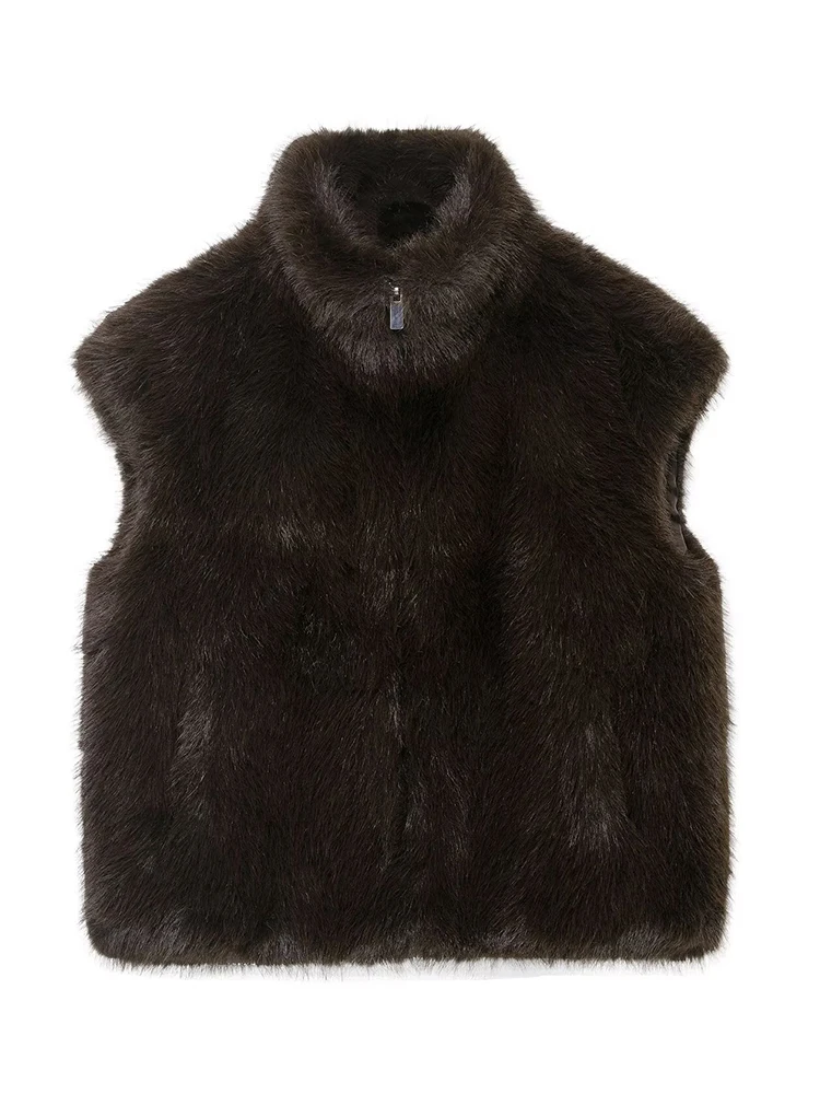 

Women Autumn Winter Fur Vest 2025 Women New Fashion Sleeveless Button Artificial Fur Vest Women Elegant Hight Street Leisure Top