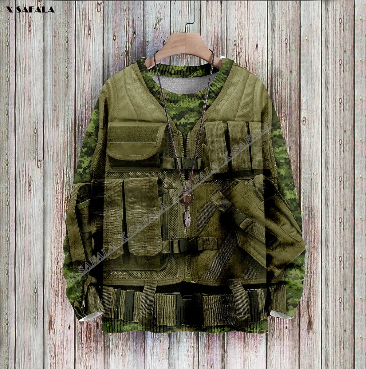 

Armor Army Camo Veteran Soilder 3D Printed Ugly Sweater Christmas Gift Men Female Winter Knitted Cotton Xmas Warm