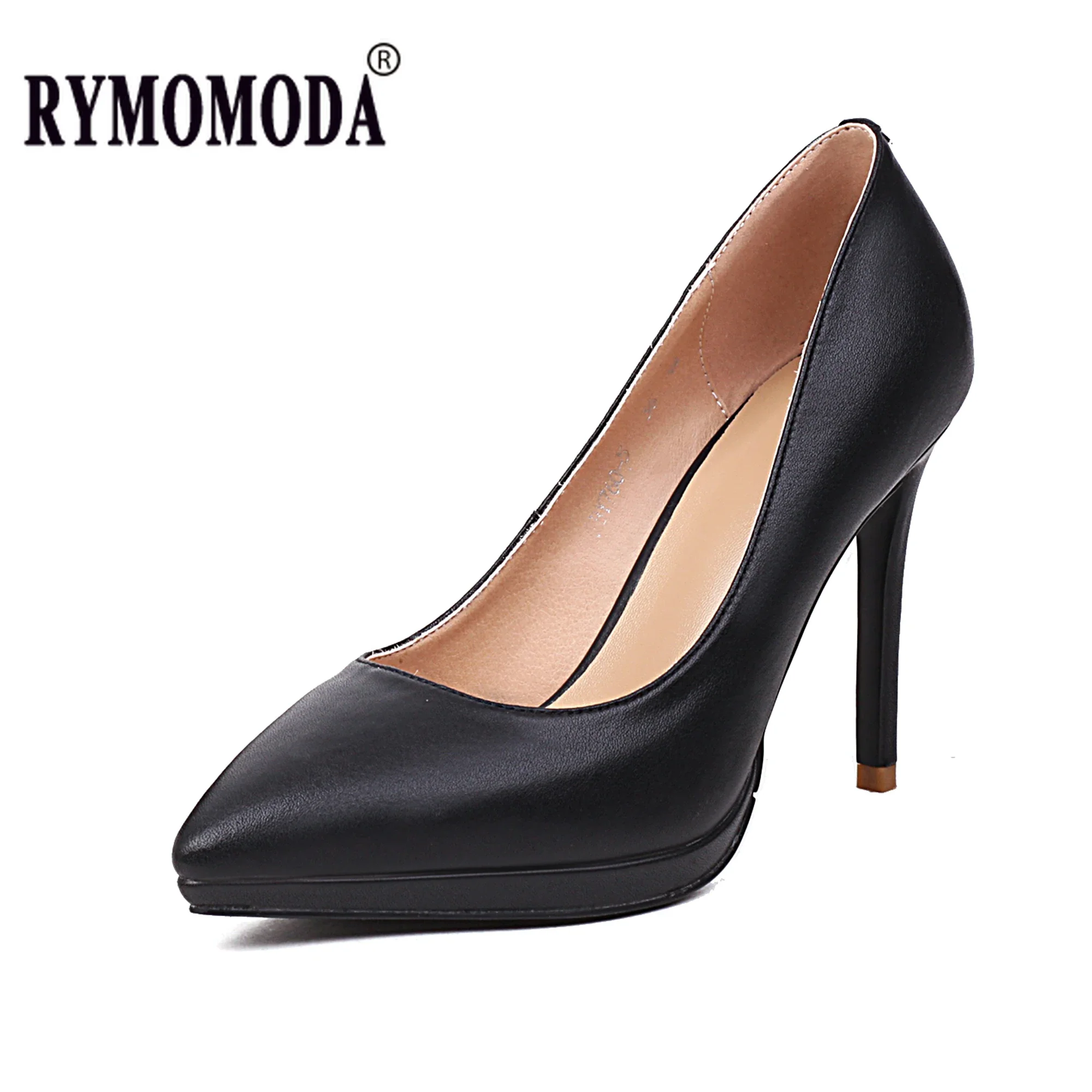 

Genuine Leather High Heels Women Stiletto Slip on Pointed Black Ladies Dress Shoes Stripper Heels Pumps Wedding Shoe Big Size 43