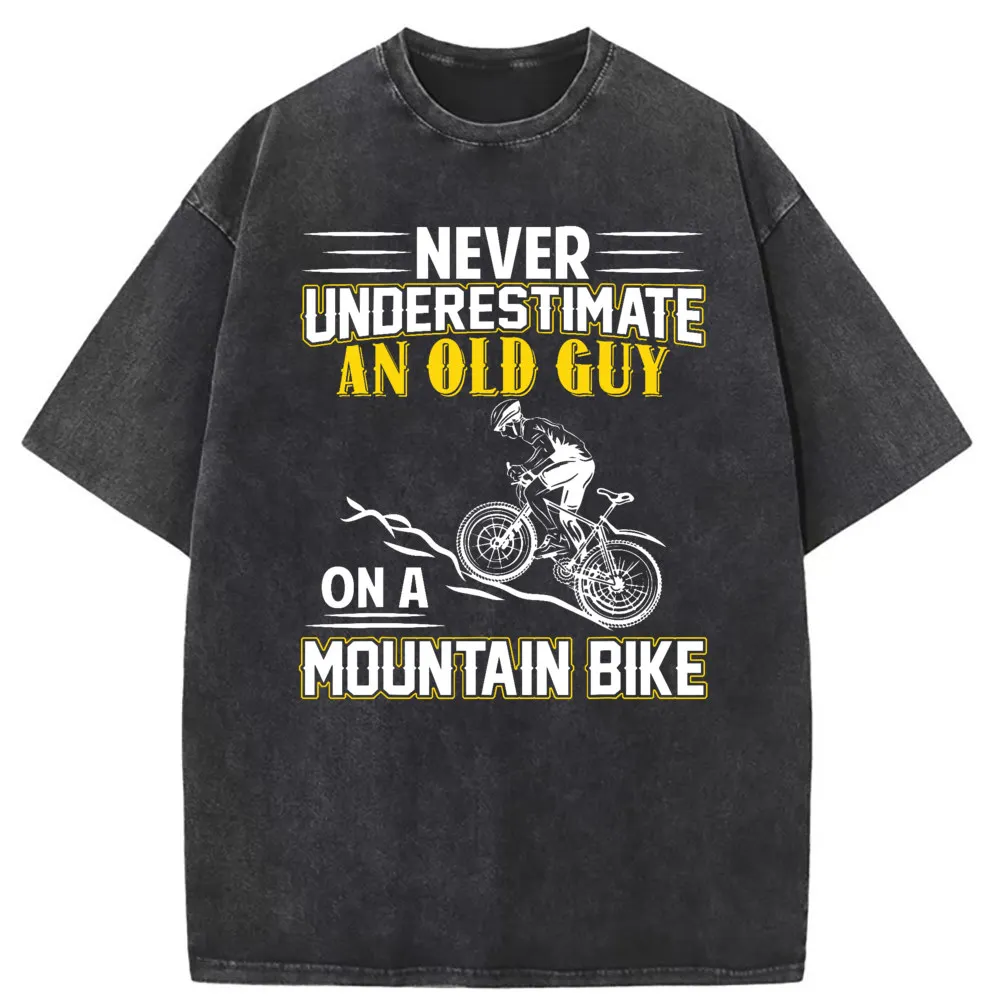 Mens Never Underestimate An Old Guy On A Mountain Bike Cool Tshirts Long Sleeve Fitness Sweatshirts Men