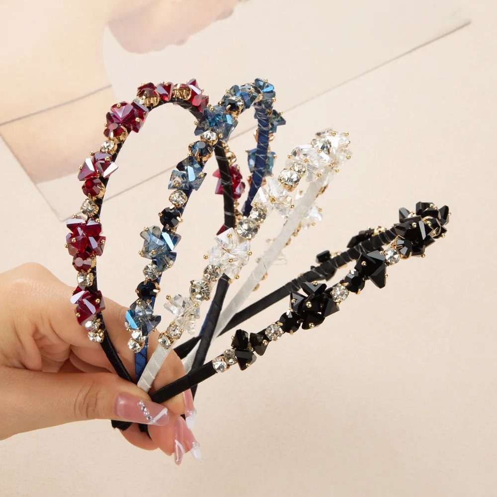 

South Korea Dongdaemun crystal diamond headband, simple ins cold wind headband Internet celebrities with the same hair accessori