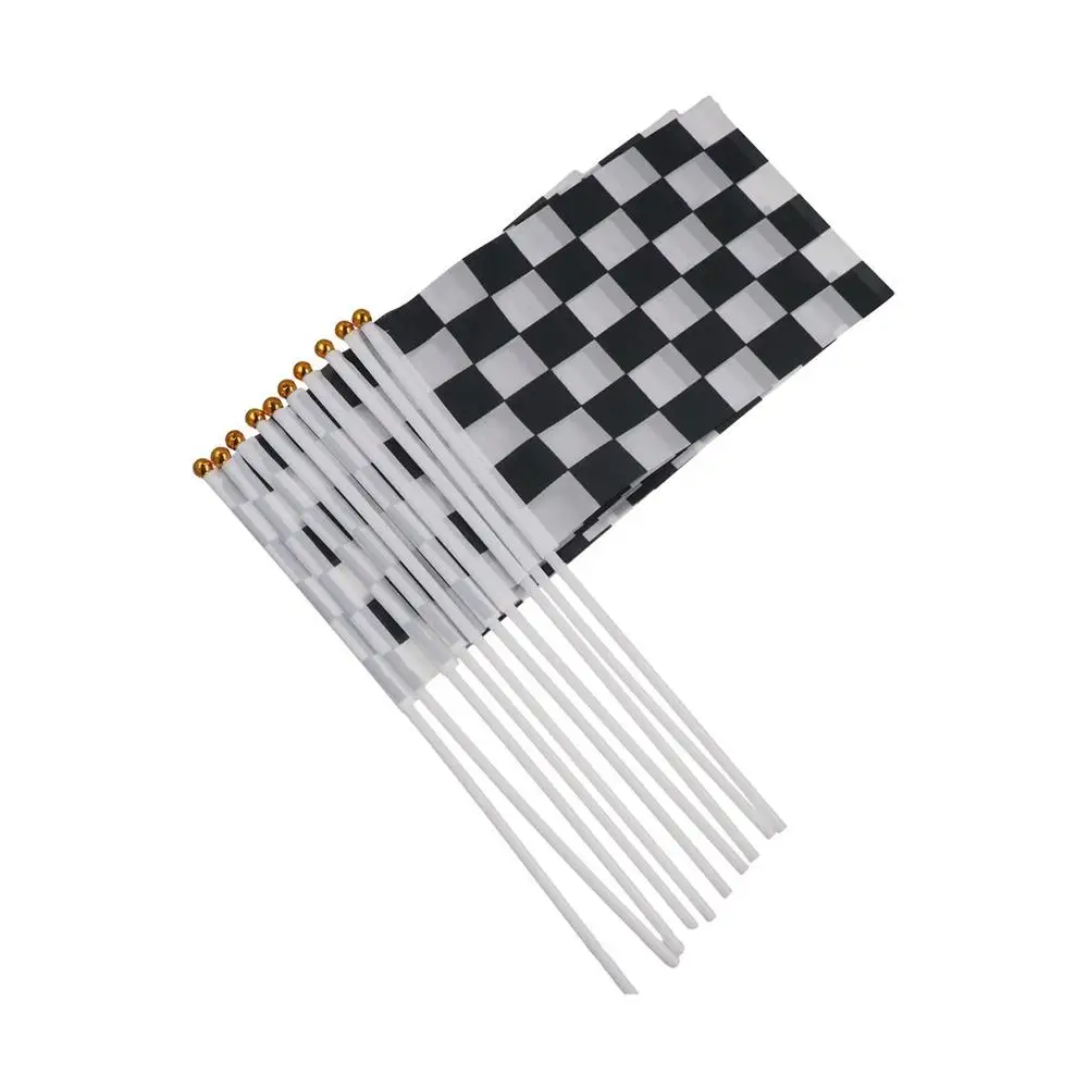 

14*21cm 10pcs/pack Racing Party Car Racing Sport Events Waving Flags Racer Checkered Flags Check Flag Racing Polyester Flags