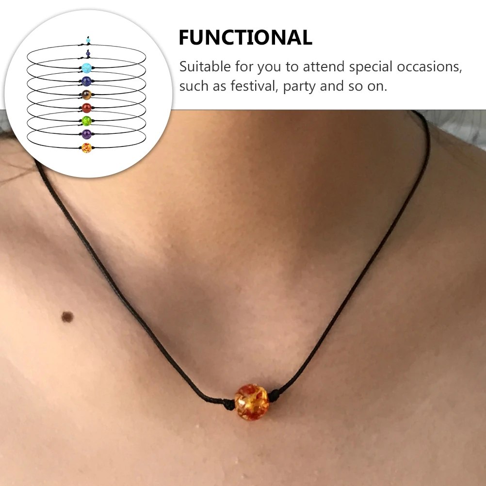 

7pcs Colorful Stone Necklaces Natural Women Choker Female Accessories Fashion Long Wear Durable Stylish Necklace Jewelry