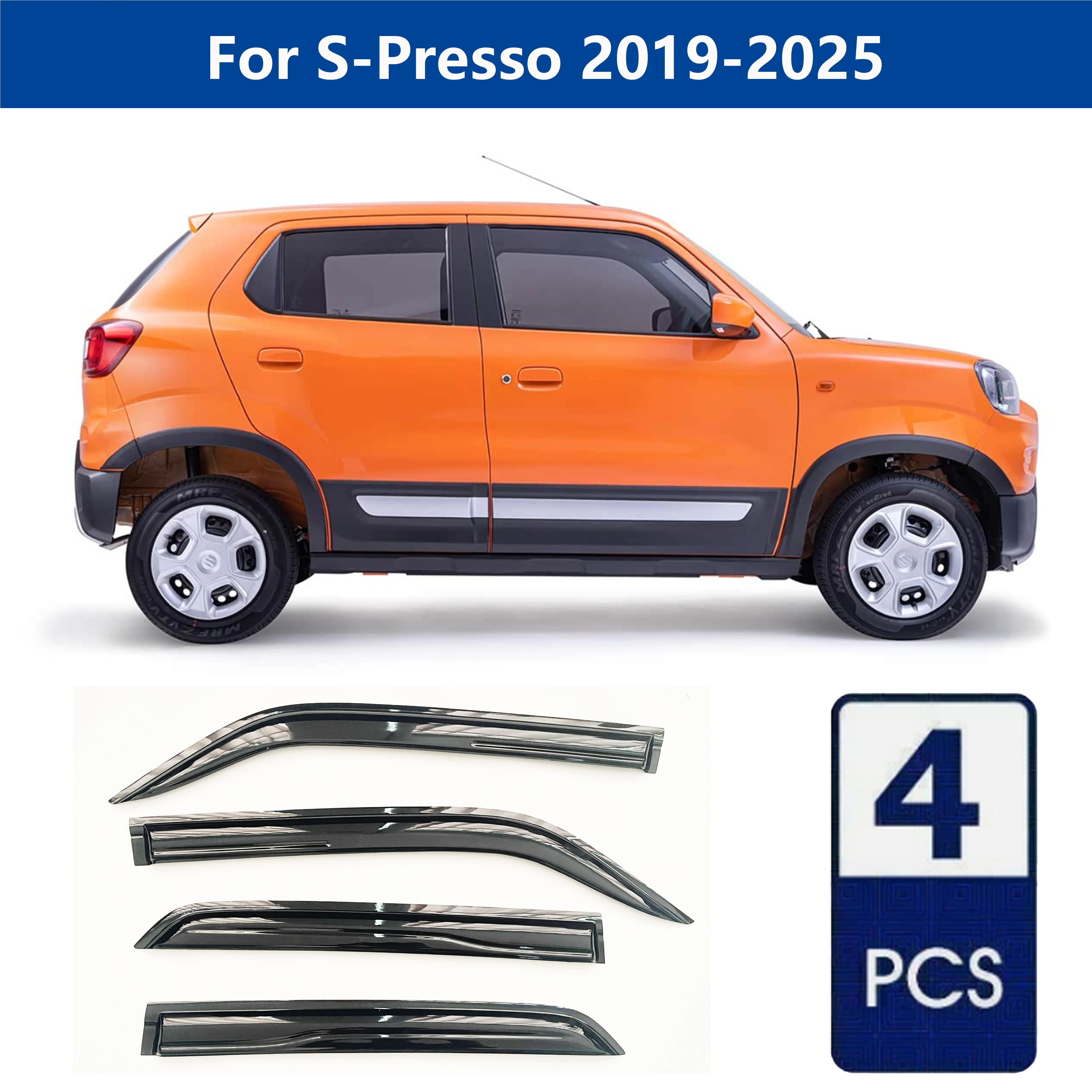 

AIBAP High-Quality 4pcs 1.8mm Car Windows Visor For S-Presso 2019-2025 window visors rain guards rain guard Sun Rain Visors