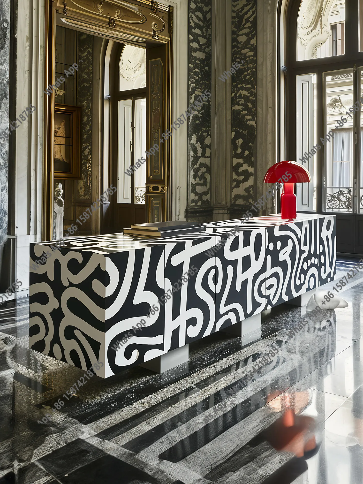 Nordic modern Italian porch cabinet design art graffiti TV cabinet floor cabinet aesthetics decorative side