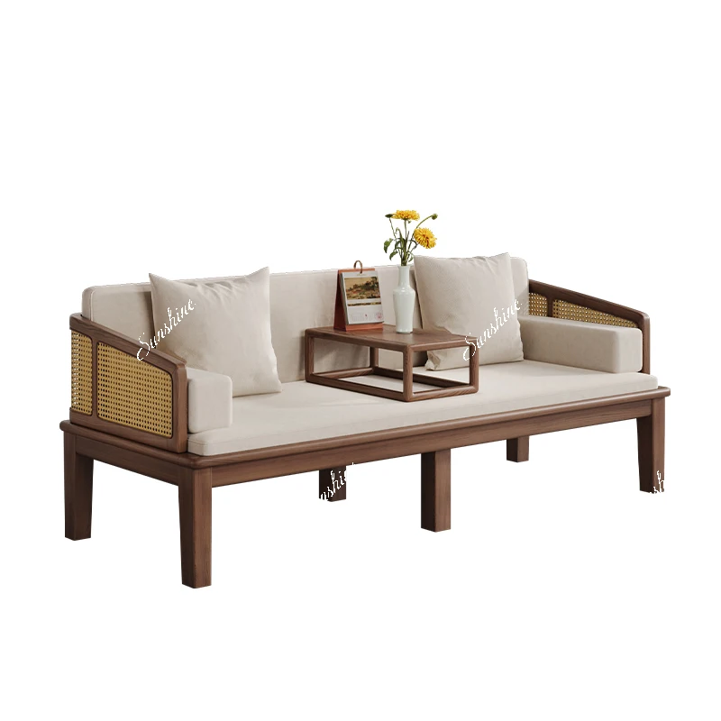 New Chinese solid wood Arhat bed tea table and chair combination living room home chaise longue