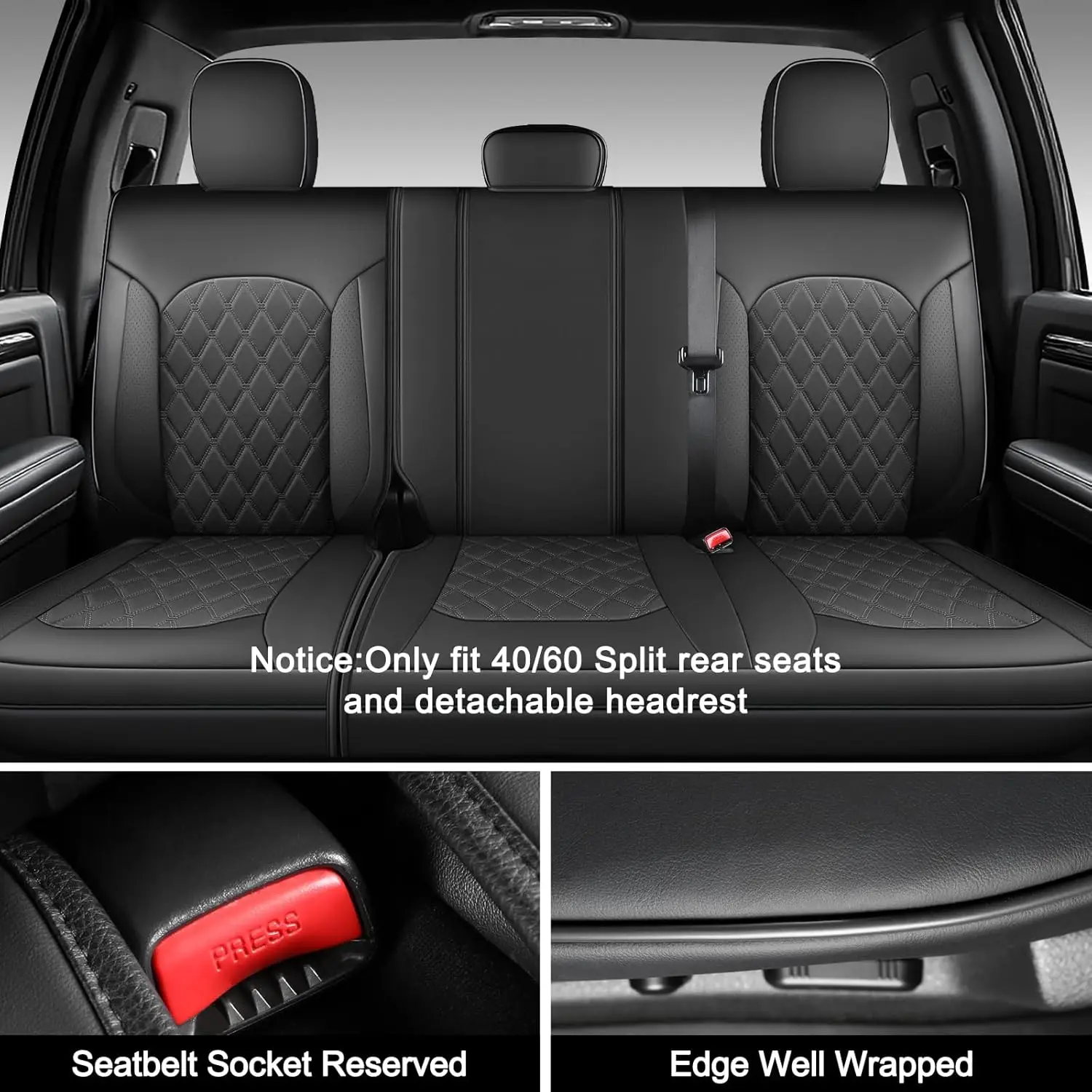 Umbrauto Custom Seat Covers for Silverado, Waterproof Nappa Leather Full Set Seatcovers for Chevy Silverado/GMC Sierra 2007-2013 & 2019-2025 2026 1500, 2020-2026 2500HD 3500HD Crew/Double/Extended Cab