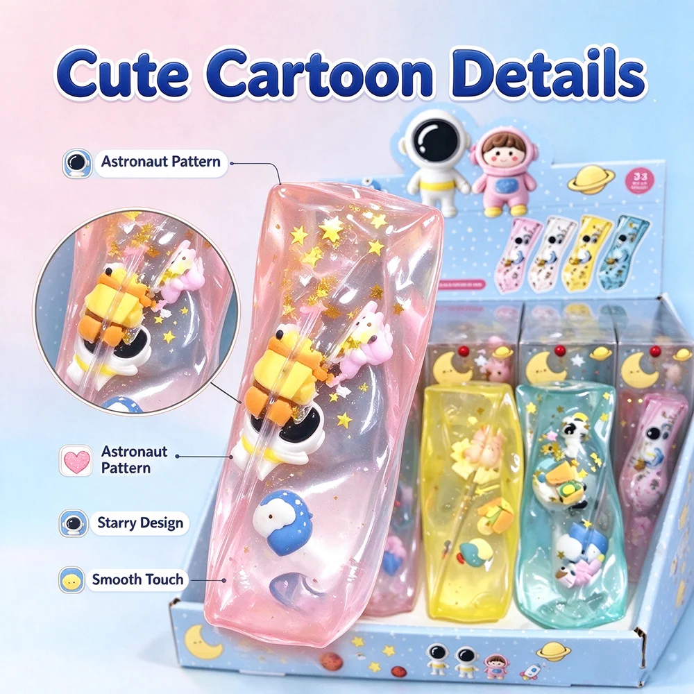 Cute Astronaut Fidget Toy Set Soft Stress Relief Squeeze Butter Slime Toys Portable Sensory Fidget Toys for Adults Party Gift