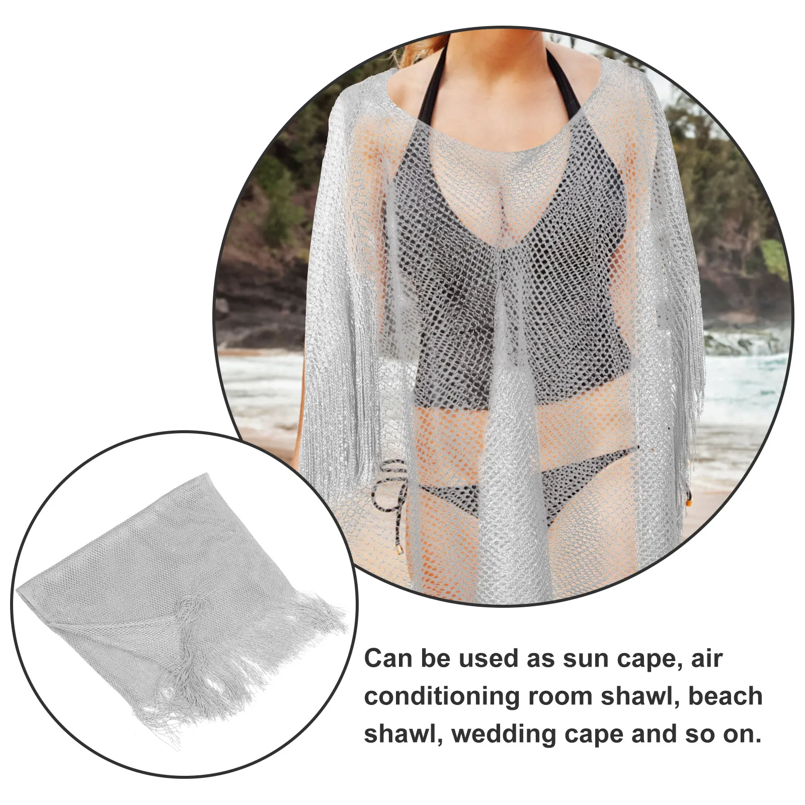 

Women Shawl Sun Protection Shawl Summer Scarf Beach Wrap Lightweight Fashion Cape For Wedding Accessory