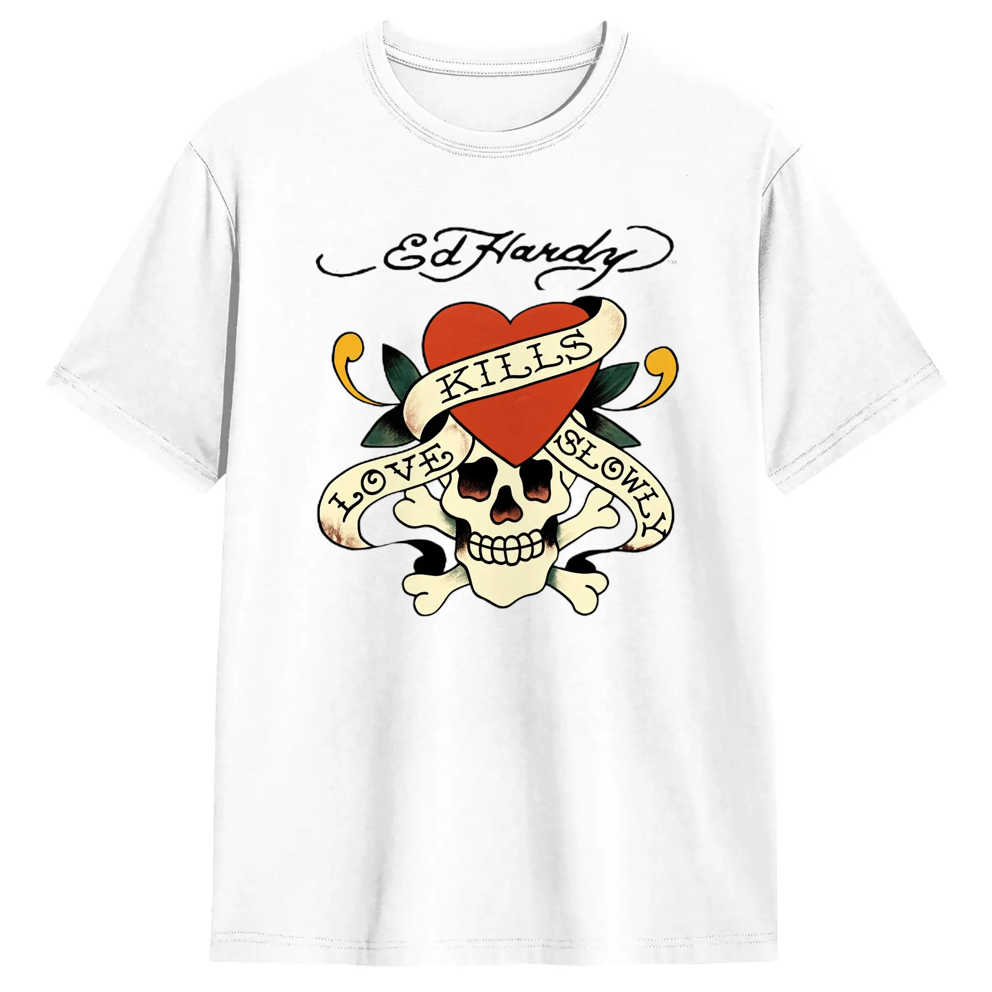 E-Eds Hardys Love Kills Slowly T-Shirt Men  Novelty Cotton Tees Crew Neck Short Sleeve T Shirt Gift Idea Clothes
