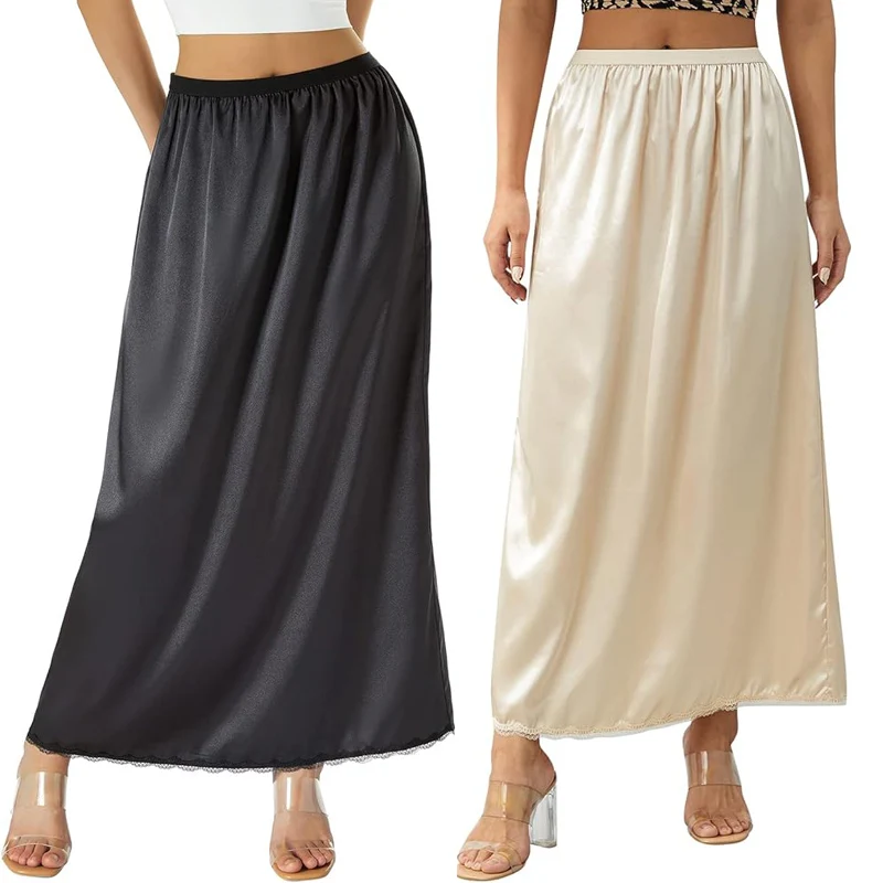 

Mid-Length A-Line Skirt with Lace Satin Fabric Inner Se Skirt Fre Sle Polyester Knitted Straight Tube ape
