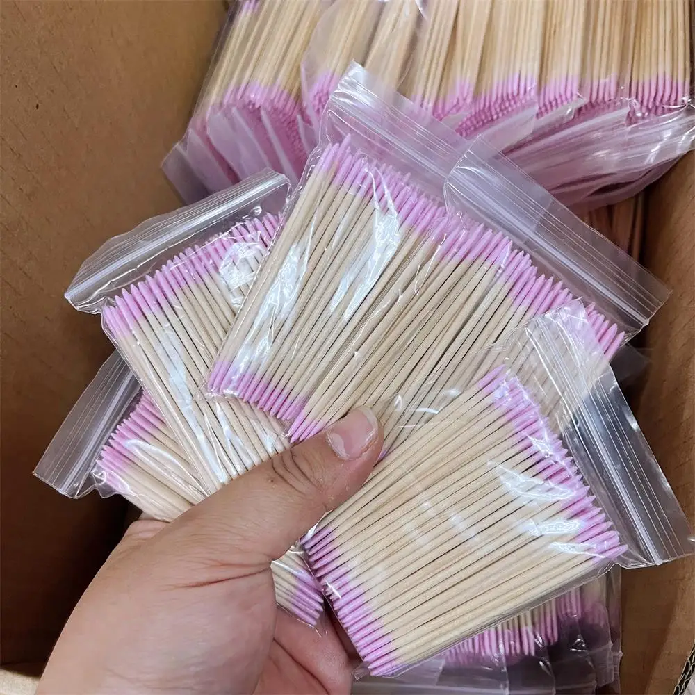 500/400/300/200/100pcs Manicure Swabs Portable Nail Polish Remover Stick 7CM Pink & 10CM White Pointed Applicator Precision Tool