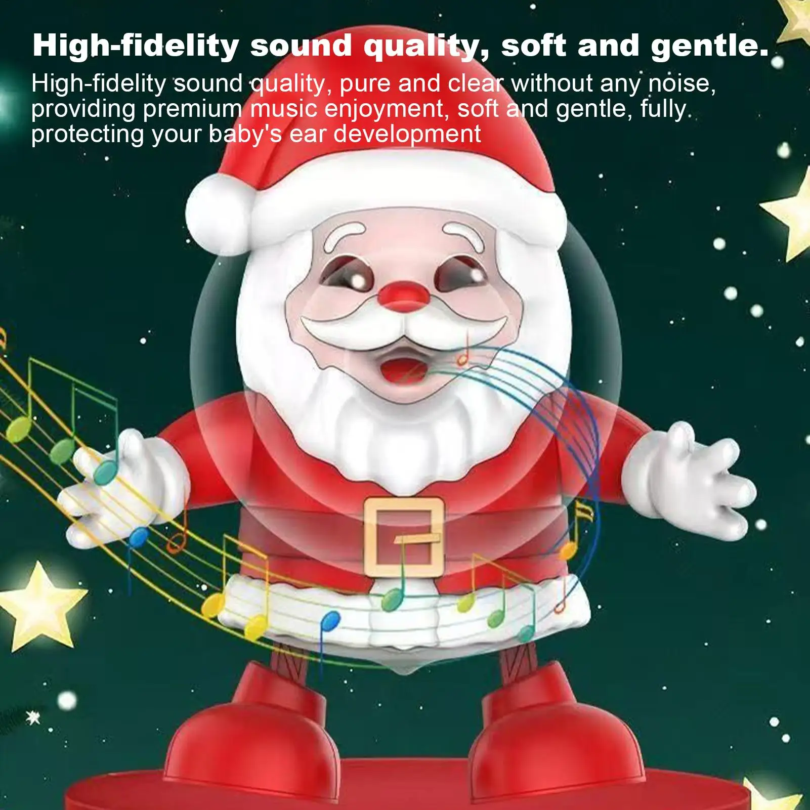 ซานต้าเต้นรำ 7.87 นิ้ว ของเล่นคริสต์มาสร้องเพลงเต้นรำ มีไฟ ตุ๊กตาเทศกาลสำหรับงานเฉลิมฉลองในบ้าน ครอบครัว และงานปาร์ตี้วันหยุด