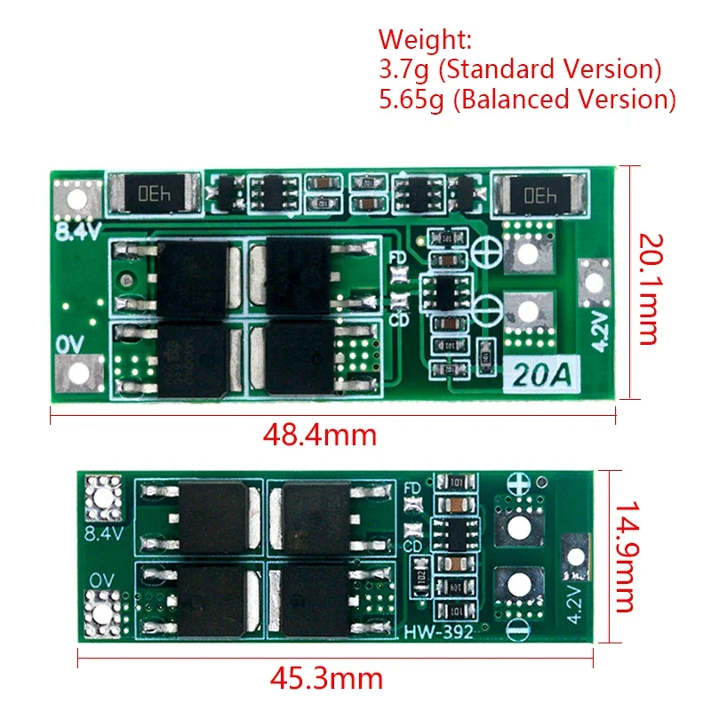 2S 20A 7,4 V 8,4 V 18650 Защитная плата литиевой батареи/Стандартная плата BMS/баланс для DIY