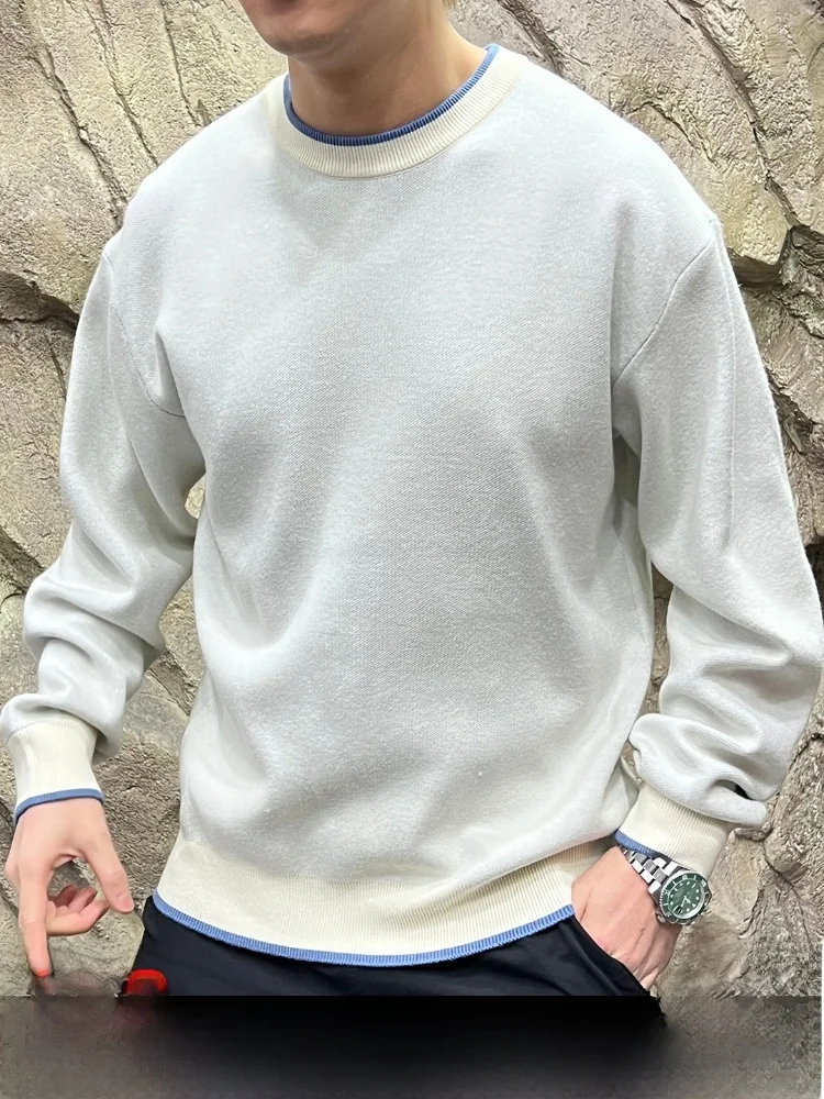 

Casual Sle Men's Knitted Sweater Elastic Warm Floral Contrast Autumn Winter Faionable Casual Breathable Long Sve round...