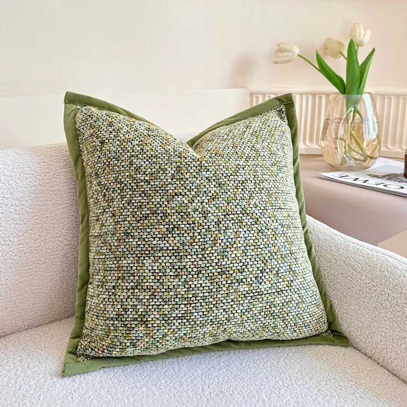 

French Light Luxury Texture Cushion Cover Square High-end Chenille Pillow Covers Patchwork Decorative Pillows for Sofa Bedroom