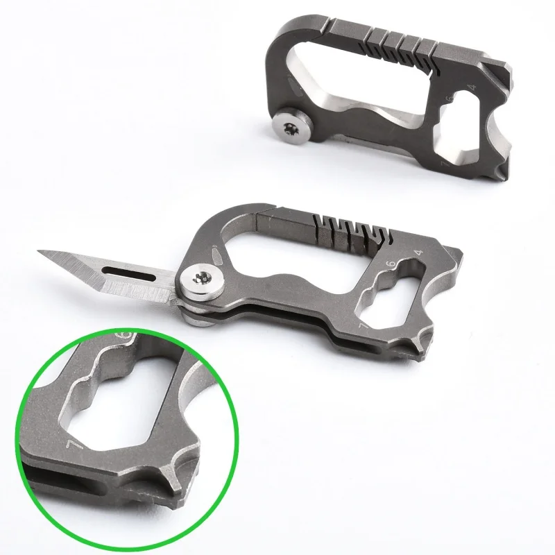 Titanium Alloy Folding Pocket Knife Buckle Multifunctional Bottle Opener Hexagon Wrench EDC Tool Straight Phillips Screwdriver