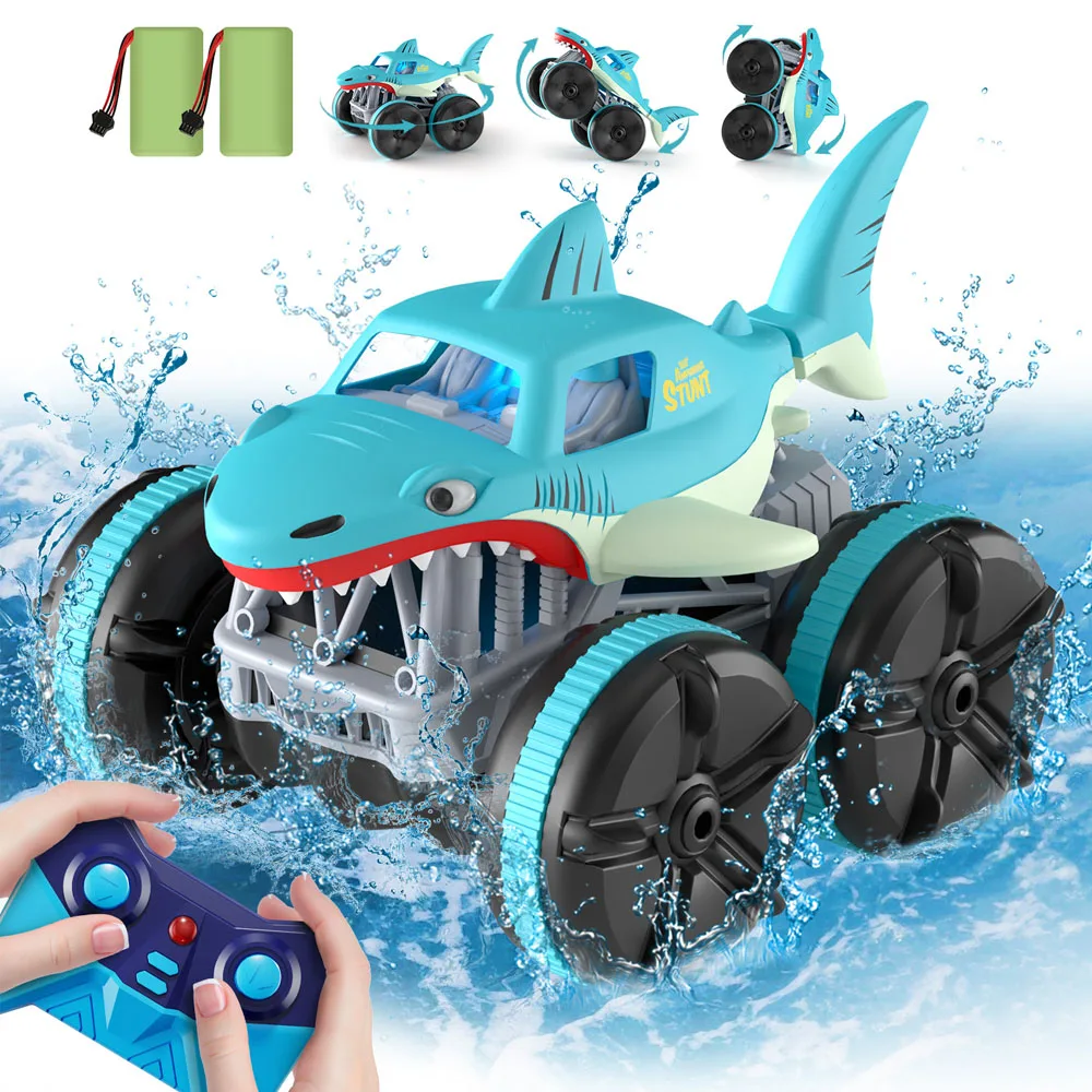 Amphibious Remote Control Monster Truck，Rechargeable RC Truck  360° Rotation 2.4Ghz 4WD Offroad for Kids 3-12