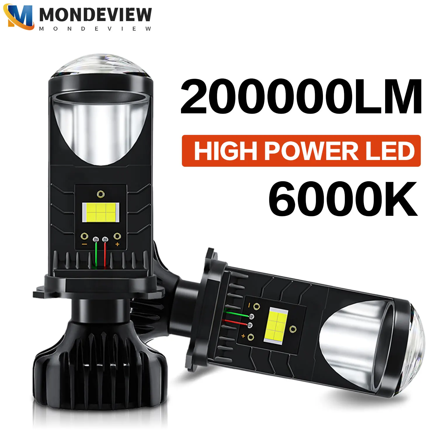 

2pcs MONDEVIEW N1 Dual Lens 6000K White Light 200000LM High Brightness 800W High Power 32V Plug Play Car Headlights