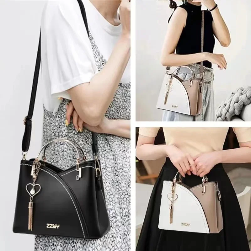 Woman PU Leather Handbag Large Capacity Ladies Grid Shoulder Bag Fashion Casual Luxury Designer Patchwork Crossbody Pack 2023