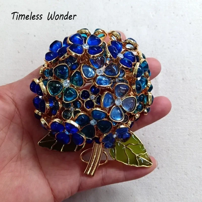 Timeless Wonder Fancy Geo Glass Floral Brooch Pins for Women Designer Jewelry Runway Rare Luxury Cute Gift Top Statement 4341