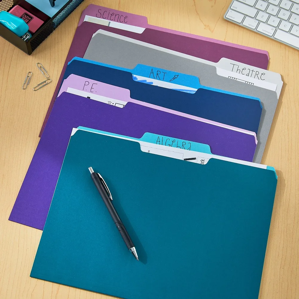 

Jewel Tone File Folders Letter Size Assorted Colors 25 Pack Office School Supplies Organizer