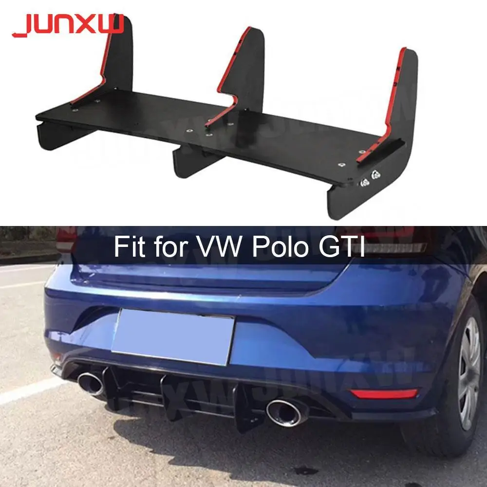 

High Quality ABS Rear Lip diffuser Trim Cover Spoiler For VW Polo GTI 2015 2016 Fins Shark Style Back Bumper Guard Car Styling