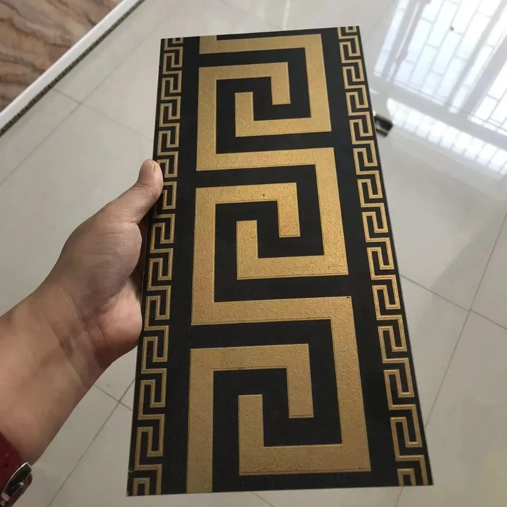 

Black Gold 600 * 150 Tiles Polished Classic Antique Glazed Marble Living Room Decorative Tiles