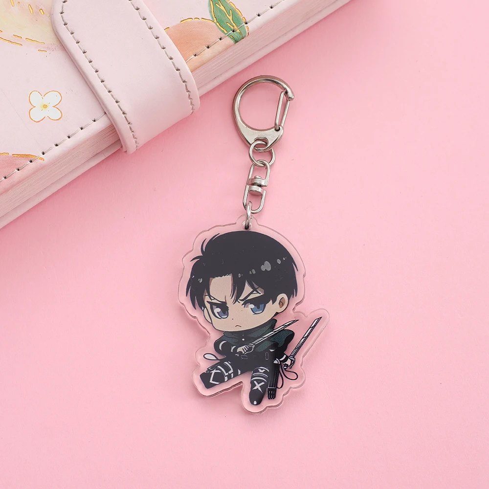 Cartoon Anime Lilo Eren Yeager Stitch Pendant Keychains Holder Car Key Chain Key Ring Mobile Phone Bag Hanging Jewelry Gifts