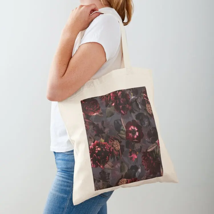 

Dark Purple Gray Midnight Roses Botanical Night Garden Nightgarden Tote Bag eco pack Canvas stote bag hand bag ladies