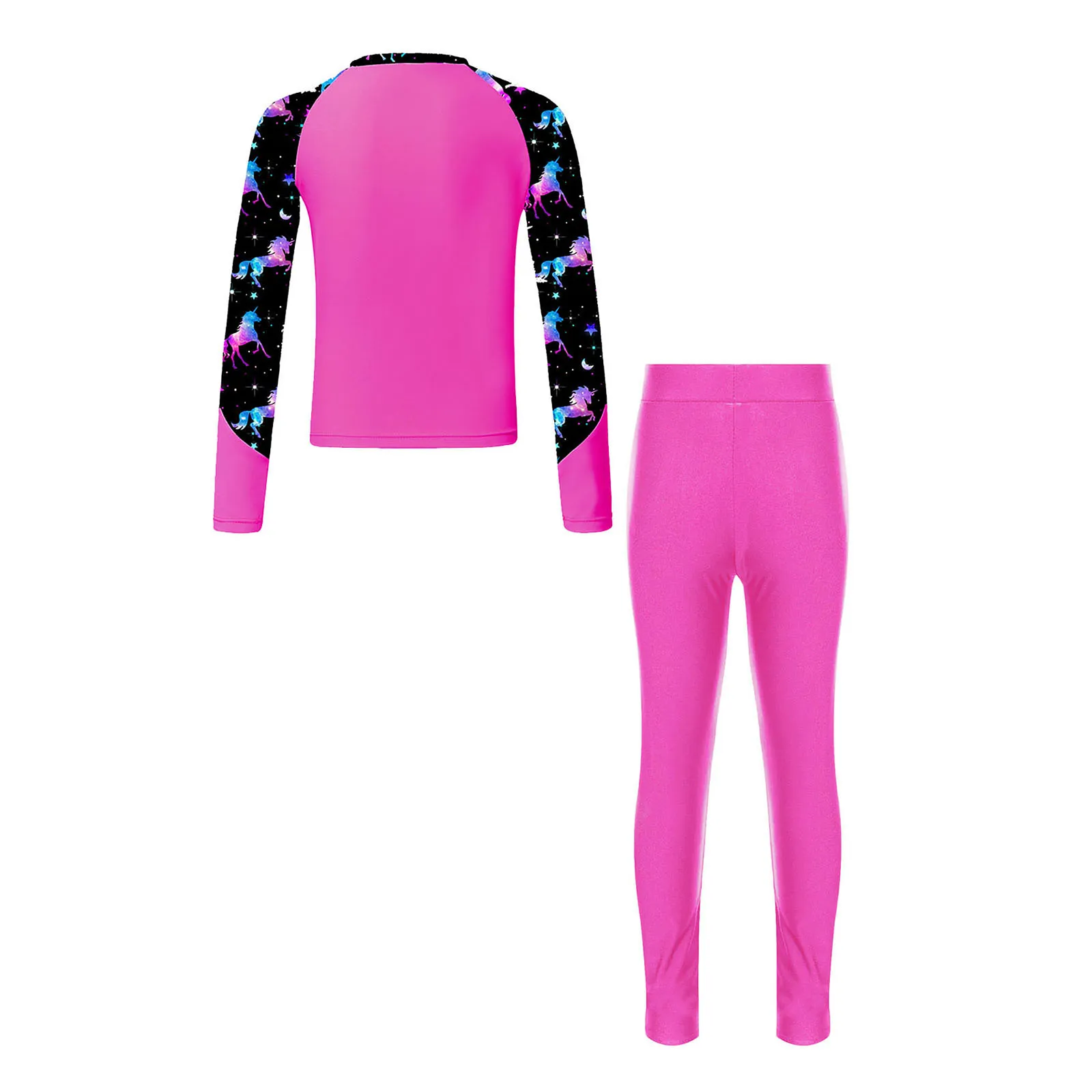 New Girls Swimwear Two-Piece Swim Suits Sun Protective Long Sleeve Children Swimsuits Printed Bathing Suit Swimming Suits