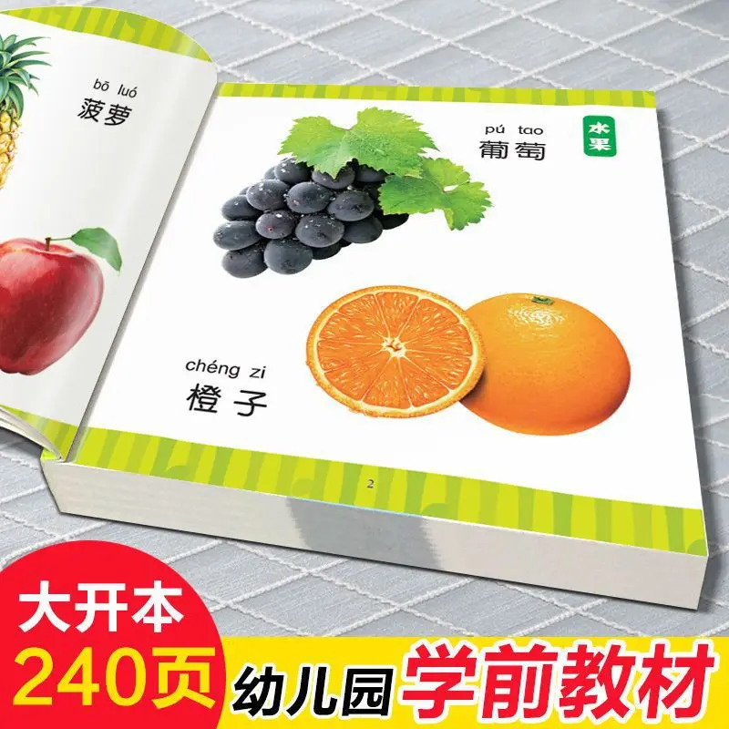 new Fruits Animal Shape Colour Cognition Picture Book Children Early Education Training Chinese Pinyin Characters Age 2-6