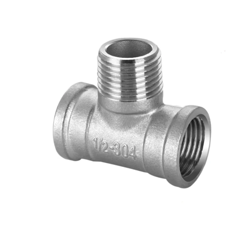 304 Stainless Steel Male Female Thread Tee Connector BSPT Pipe Connector Fitting 1/4\